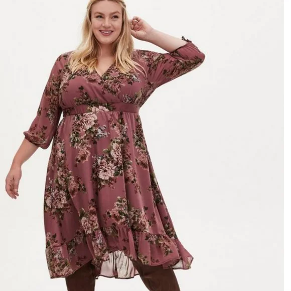TORRID MIDI CHIFFON SURPLICE DRESS/ 2X. - Picture 1 of 13